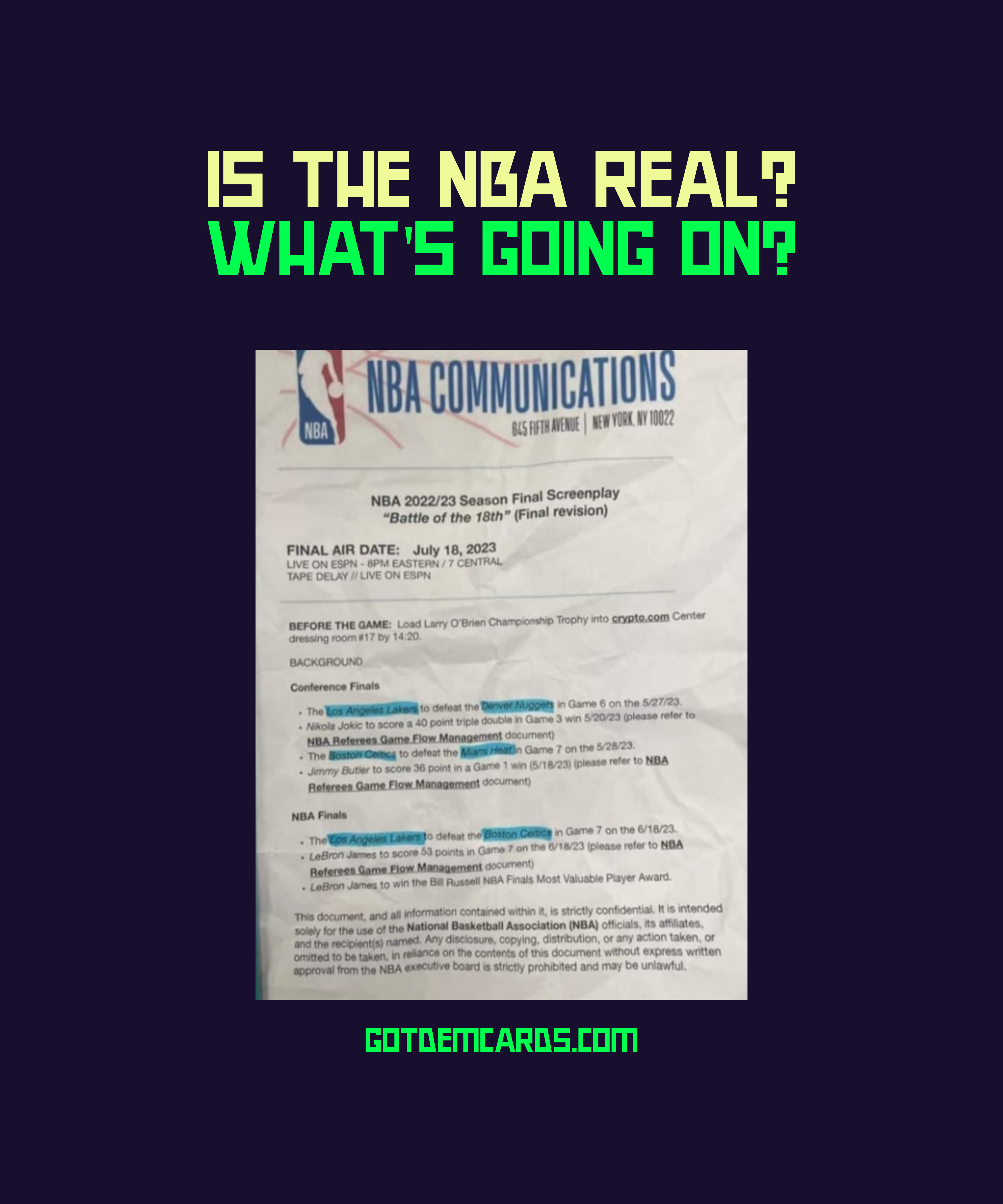 Is The NBA Real post cover pic