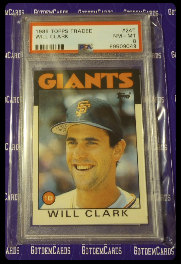 1986 Topps Traded Will Clark Rookie PSA 8